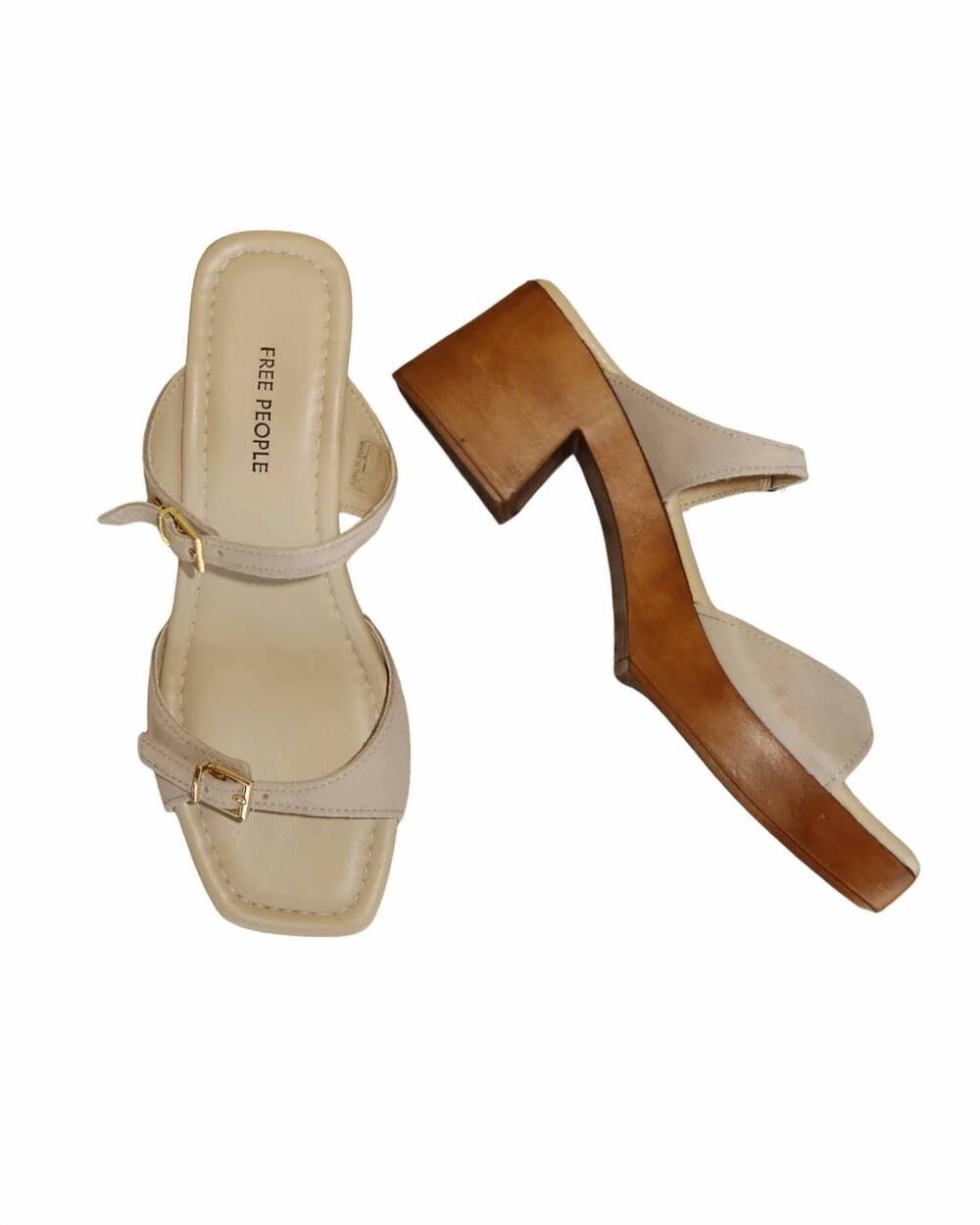 NEW FREE PEOPLE women's beck buckle clog in sunstone sand suede - Picture 3 of 4